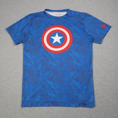 Captain America Under Armor Compression Shirt Men 2XL Blue Marvel Alter Ego Gym