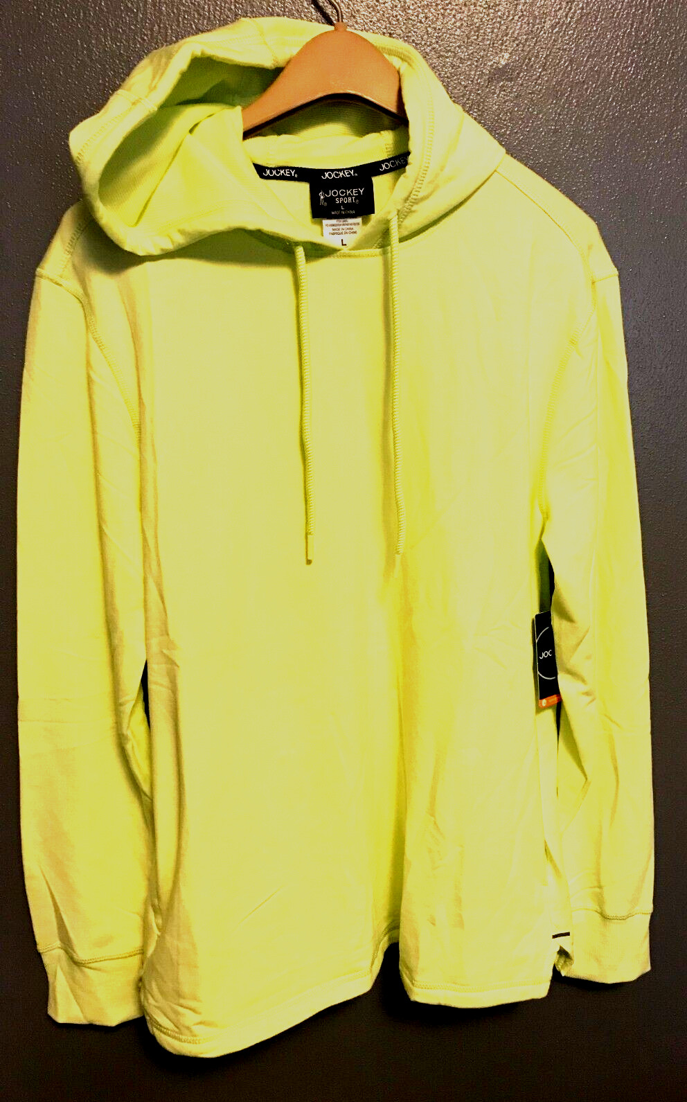 New JOCKEY Sports L Active Comfort Fleece Hooded Pullover Green Highlight Color gallery