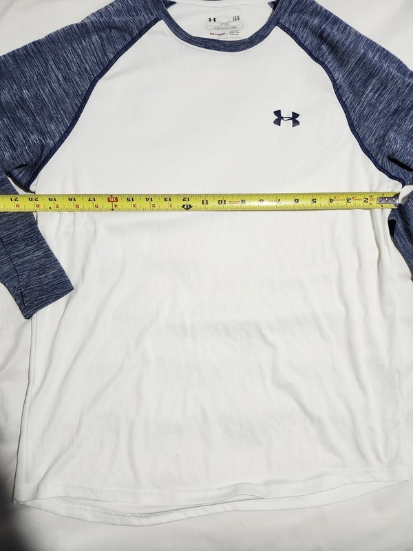 Men’s Under Armour Long Sleeve Grey Blue Two Tone Shirt Fitted Long Sleeve Large gallery