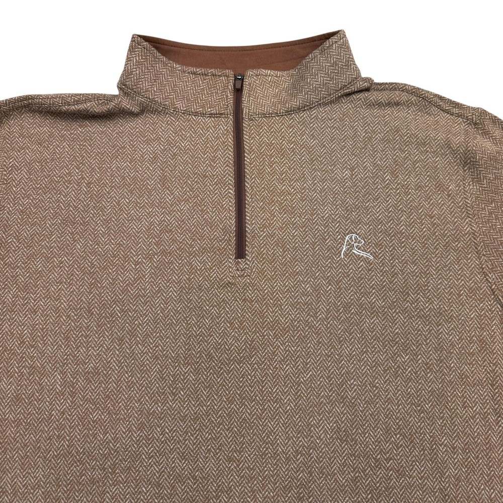 Rhoback Pullover Mens XL Brown 1/4 Zip Mock Neck Herringbone Stretch Golf