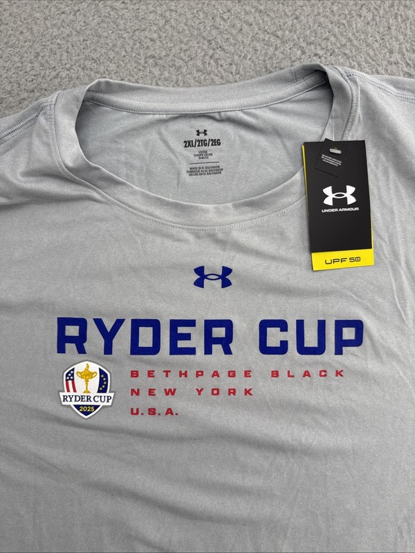 2 (TWO) Bethpage Black 2025 Ryder Cup Shirt Mens XXL Loose S/S L/S Under Armour gallery