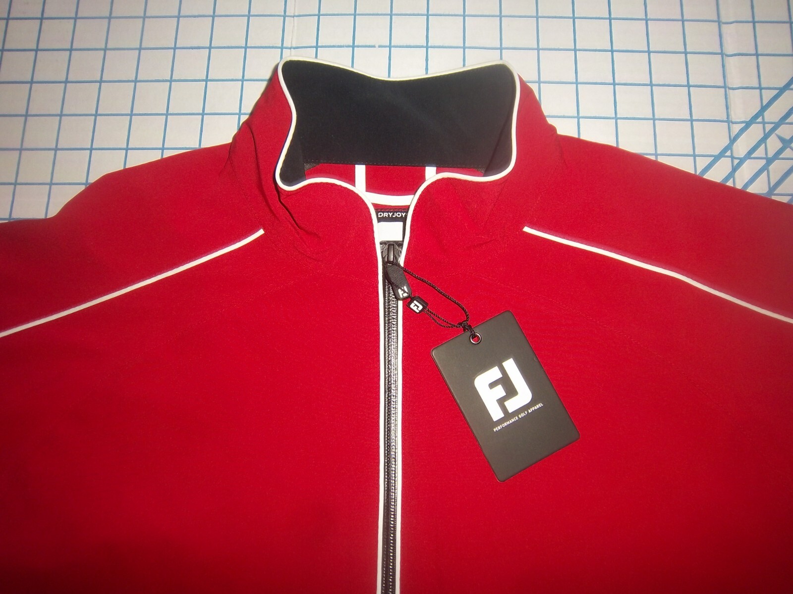 MENS MEDIUM FOOTJOY AVALON RED/BLACK/WHITE SS SPORT WINDSHIRT - NWT gallery
