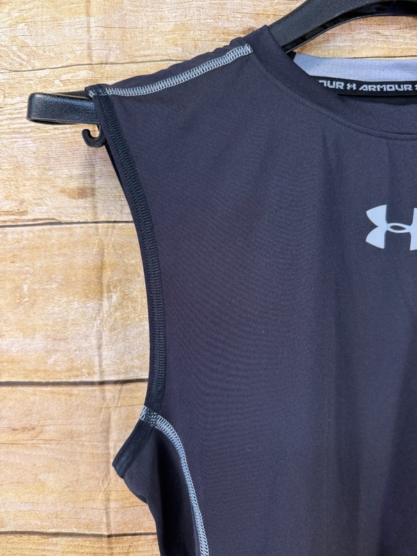 UNDER ARMOUR HEATGEAR COMPRESSION BASE TEE SHIRT SLEEVELESS BLACK MEN'S SMALL gallery