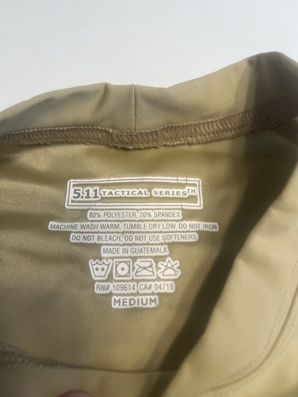 5.11 Tactical Compression Tan Short Sleeve Tee Shirt Sz M gallery