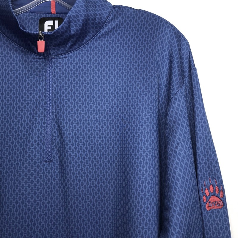 FootJoy 1/4 Zip Pullover Mens Medium Blue Geometric Performance Midlayer Golf gallery