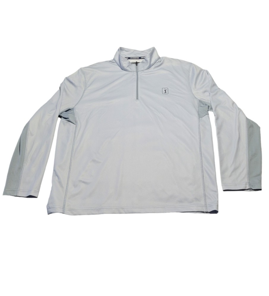 PGA Tour Men’s LS 1/4 Zip Pullover Light BlueXL Polyester Lightweight Activewear