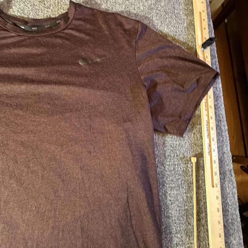 Nike Dri-FIT Mens XXL Short Sleeve Training Shirt Burgundy Heather Gym Tee #K-20 gallery
