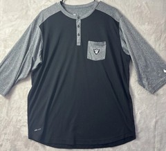 Nike Raiders Dri-FIT Shirt Mens XL Black Gray 3/4 Sleeve NFL Pocket Tee
