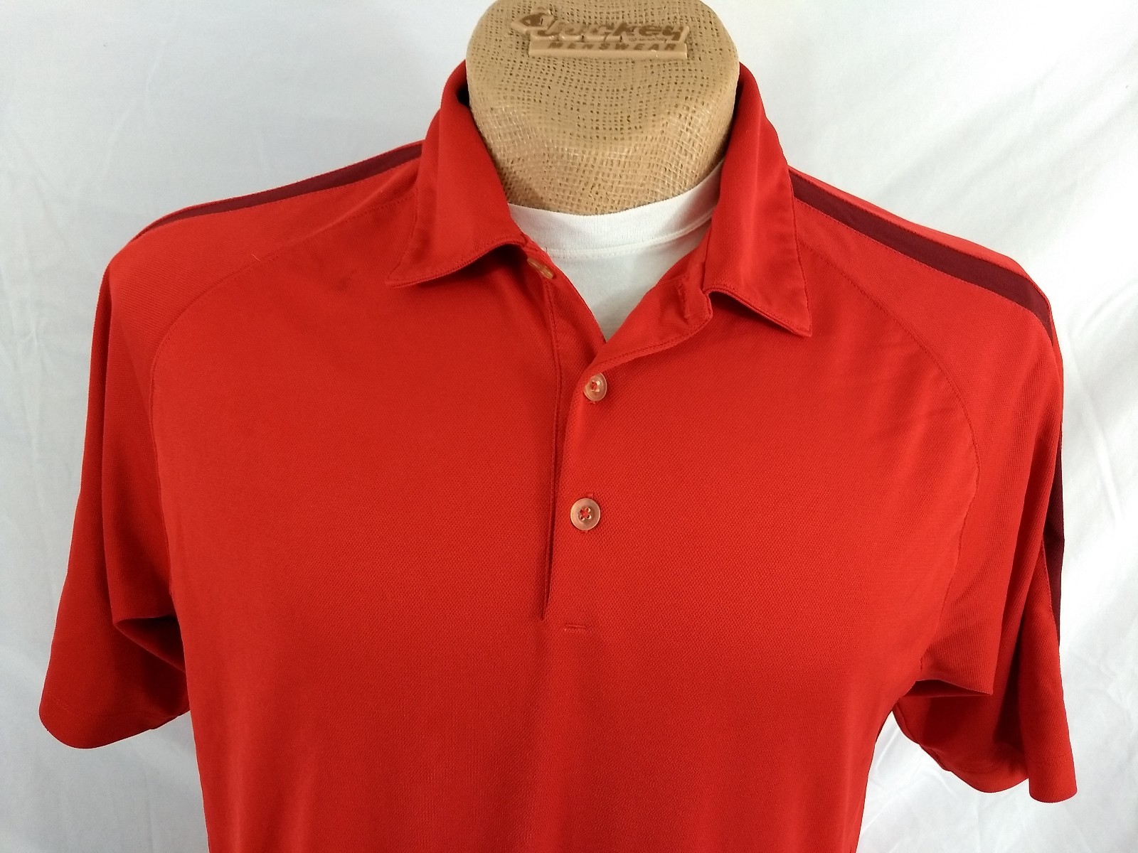 NIKE FIT DRY GOLF POLO SPORT SHIRT Mens L Deep Red & Burgundy Wine Accents gallery
