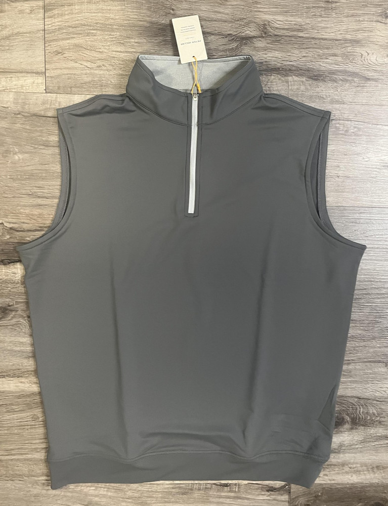 Peter Millar Vest Mens XL Gray Crown Sport Galway 1/4 Zip Golf Pullover