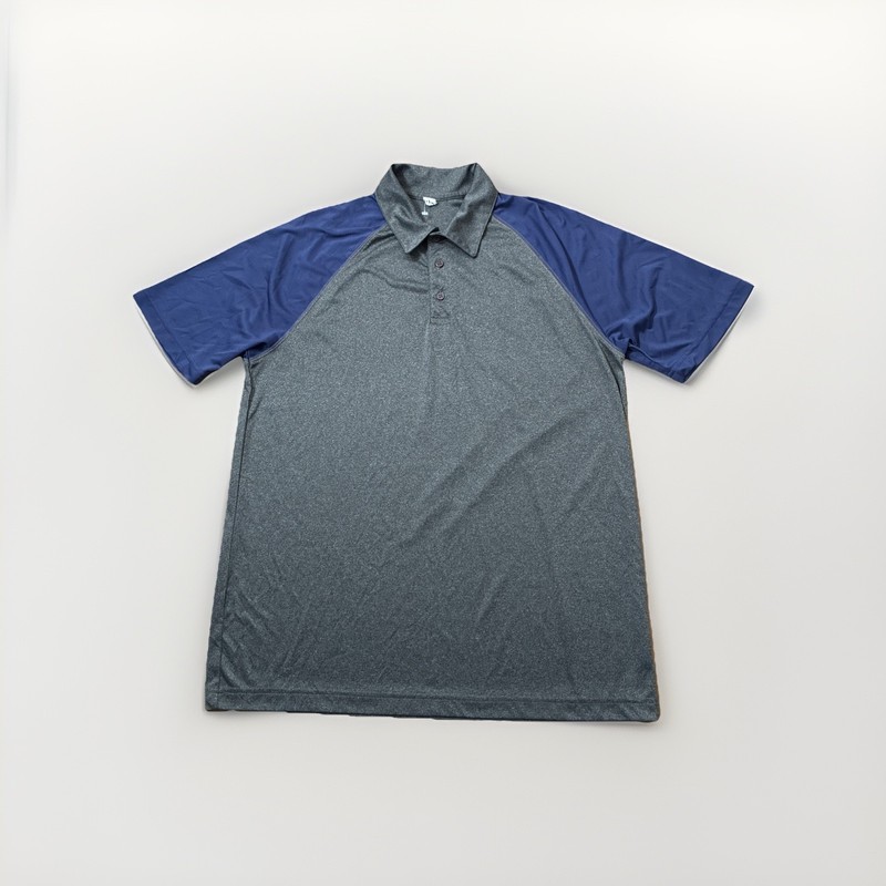 Lot of 2 ALO Men’s Performance Polo Shirts Blue Color Block Large Yoga Gym gallery