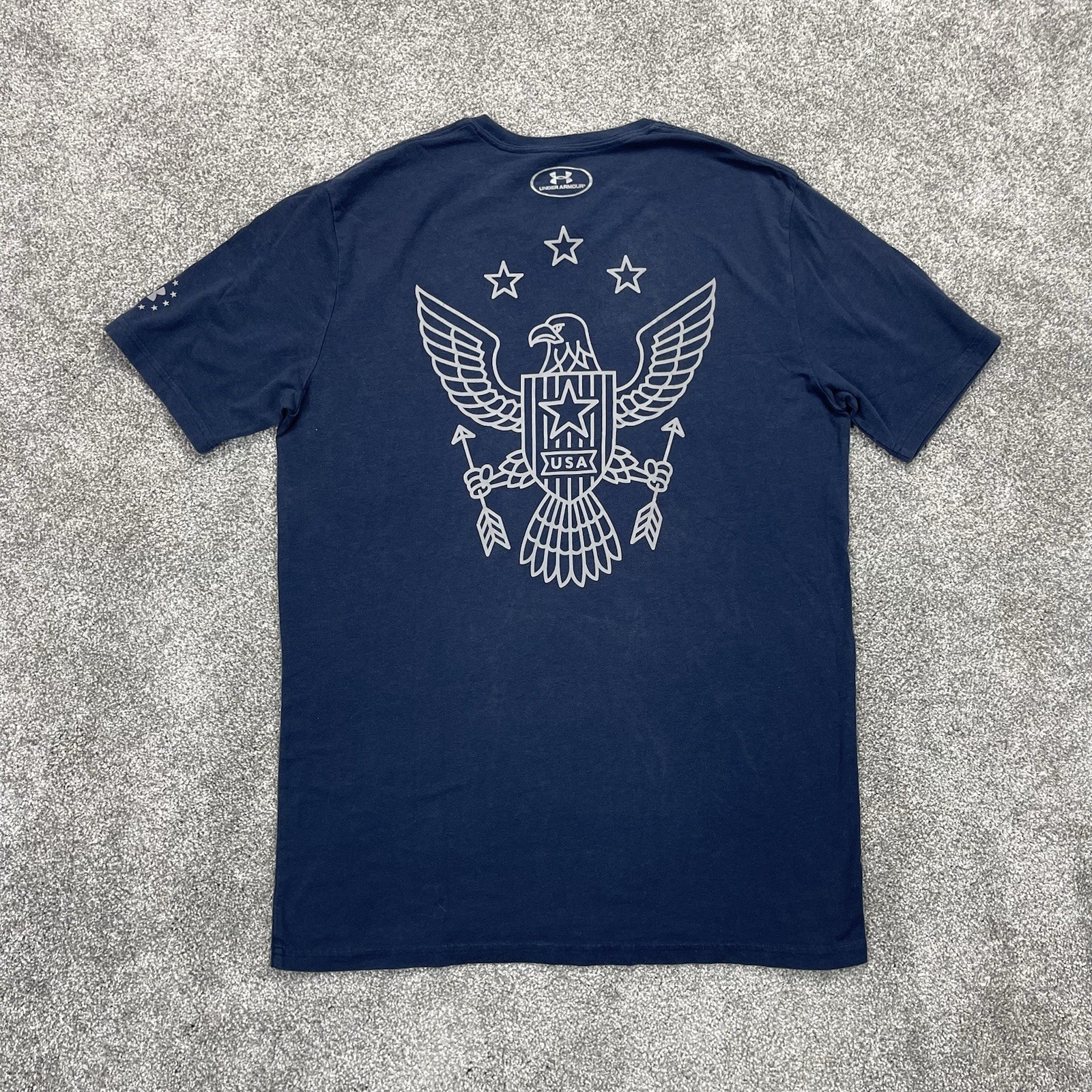 Under Armour Freedom T Shirt Mens Medium Athletic Eagle Crest USA Stars Patriot gallery