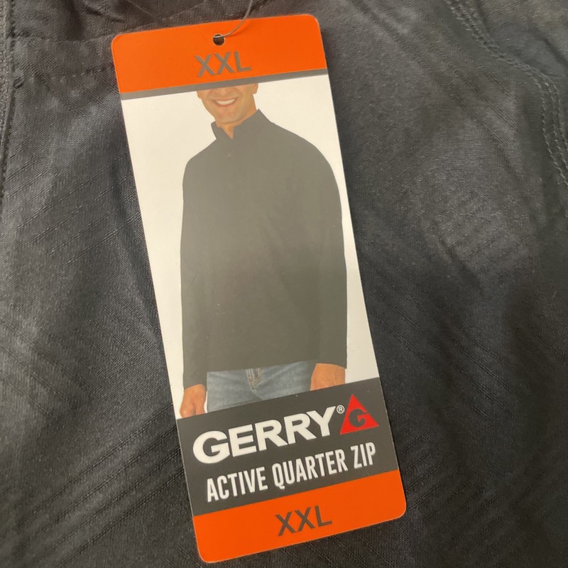 GERRY Men's Active Quarter Zip Regular Fit Pullover Shirt XXL Stretch BLACK 1/4 gallery