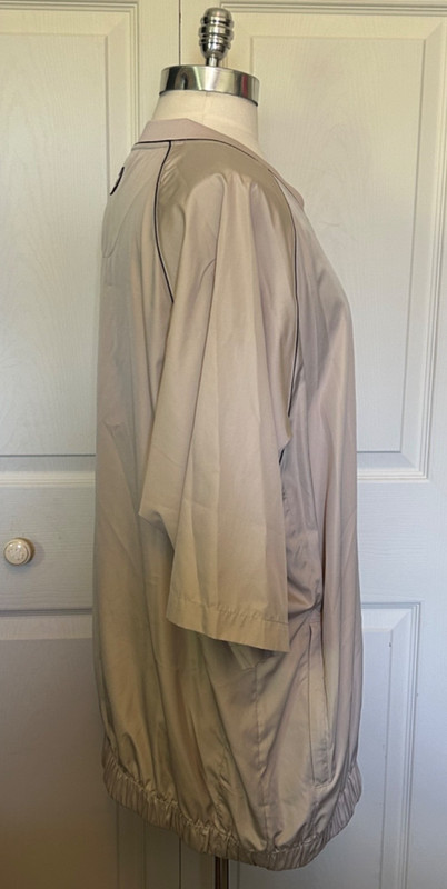 FootJoy Golf Pullover Jacket Wind Shirt Short Sleeve Beige V Neck Zip Pocket XL gallery