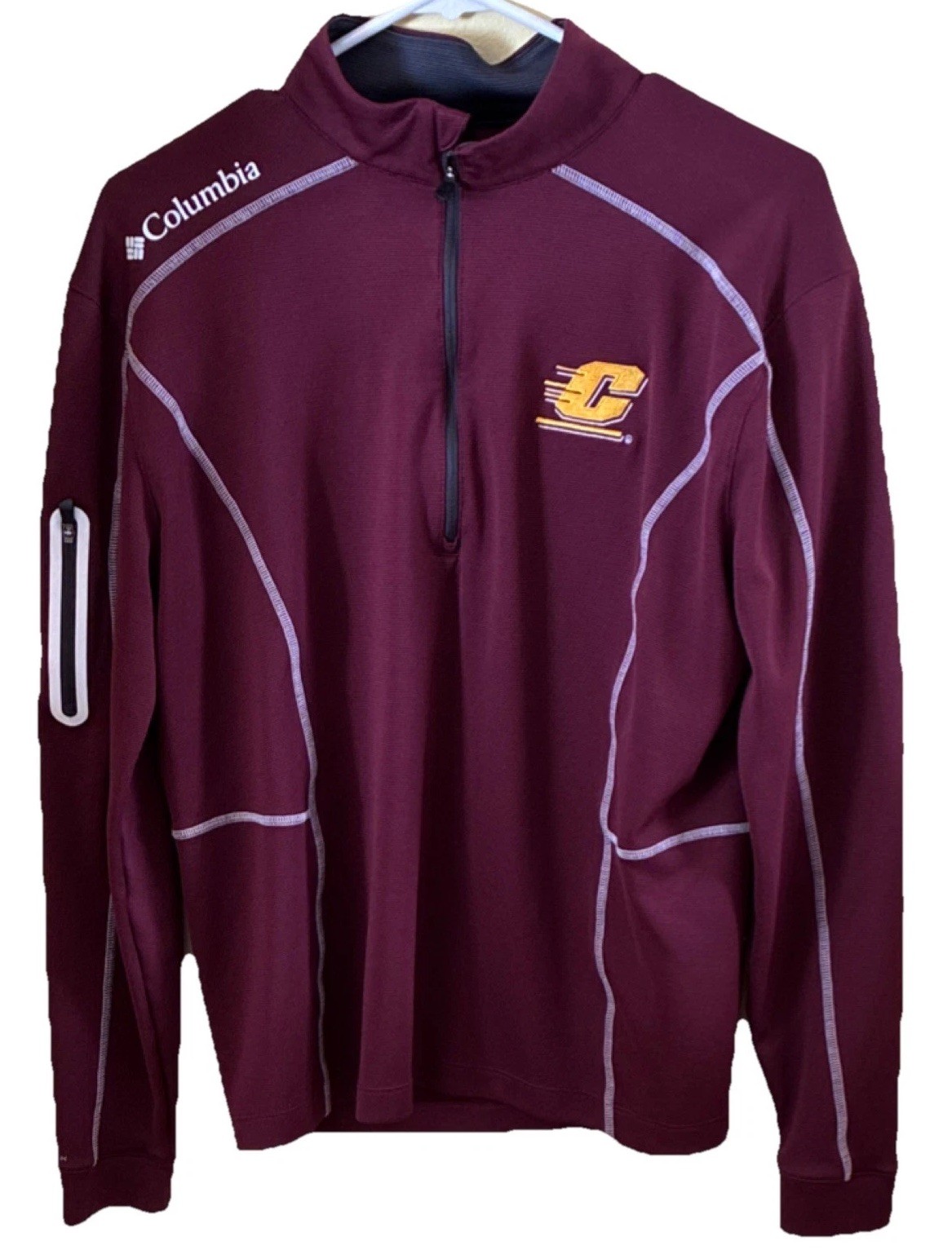Columbia Golf 1/4 Zip Pullover Mens M CMU Central Michigan Chippewas Maroon gallery