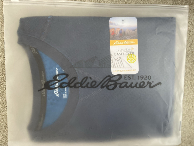 Eddie Bauer Heavyweight Doubleknit Thermal Crew Top Shirt Blue M Retail $40 gallery