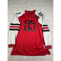 Vintage Y2K FUBU Long Sleeve Red Gray Jersey Made in Korea Size XL