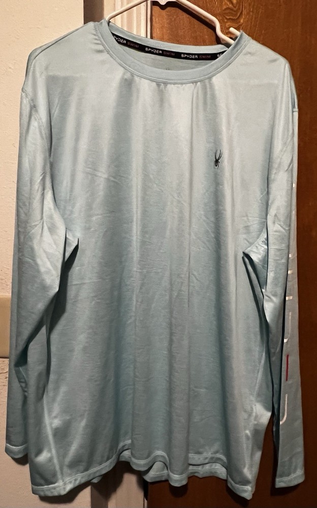 Spyder Rash Guard Long Sleeve Shirt Light Blue SIZE XL Fishing Swim Lake Ocean