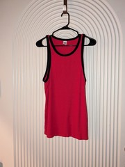 CELL BLOCK 13 Red Ribbed Ringer Tank Top L Discontinued Rare Authentic Gymwear