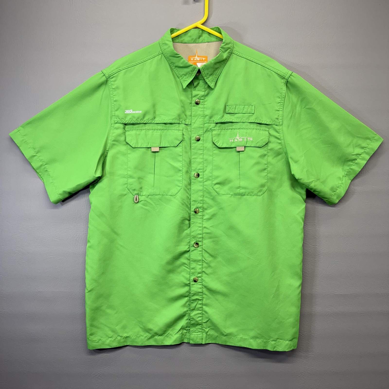 Habit Shirt Mens Large Green Short Sleeve 360 Venting Solar-Factor 40+ Fishing gallery