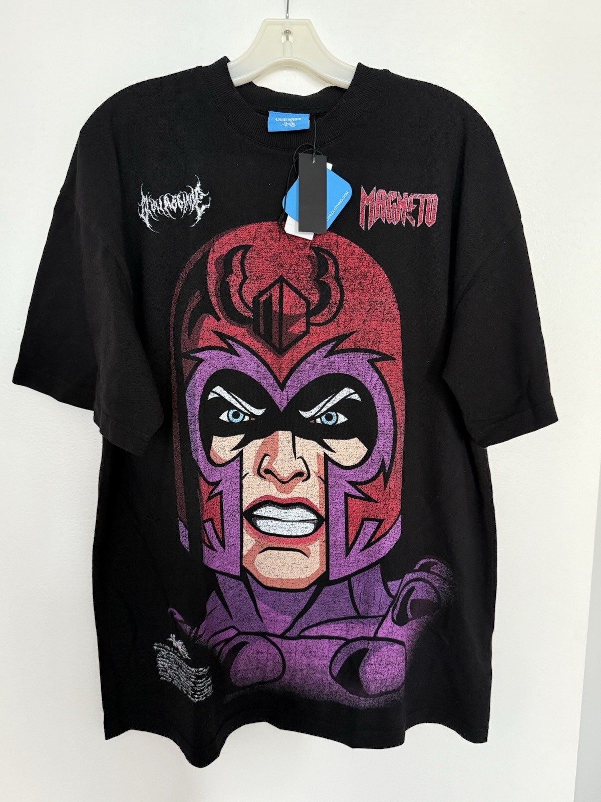 Civil Regime Marvel Magneto Mens Medium Oversize Black Vintage Wash T-Shirt BNWT gallery