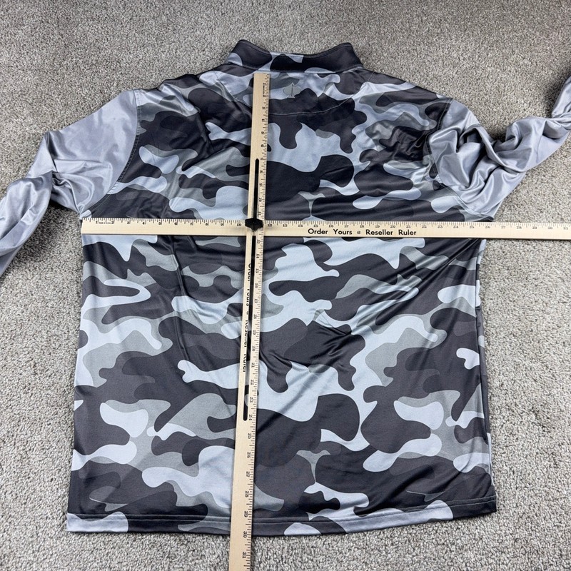 Pins & Aces Shirt Mens XXL 2XL Gray Camo Golf Performance 1/4 Zip Stretch Golfer gallery