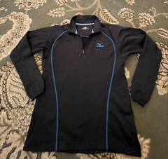 Mizuno Mens Thermal 1/4 Zip Pullover Fleece Lined Black Mens Small/Womens Medium
