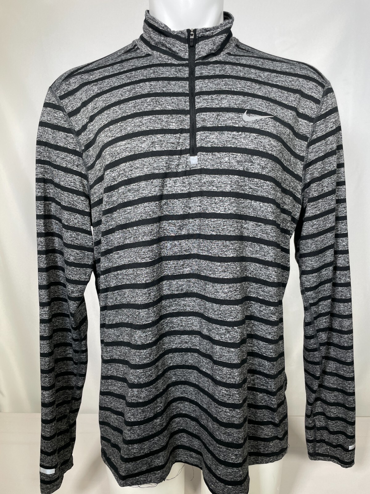 NIKE Element Full Zip Dri Fit Running Top Striped Gray Reflective Men's XL gallery