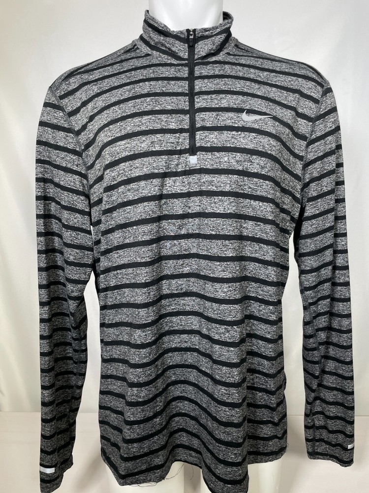 NIKE Element Full Zip Dri Fit Running Top Striped Gray Reflective Men's XL