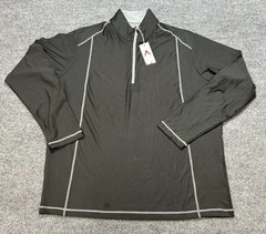 Antigua Tempo Golf Pullover 1/4 Zip Mens XL Black Pinstripe Shirt NWT 198/BLA/ST