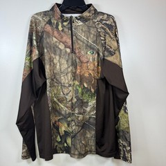 Mossy Oak Break-Up Performance Shirt Mens L Country Camo 1/4 Zip Pullover