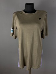 MONS ROYALE L 140 Merino Wool T-Shirt Women’s Olive Green Lavender Colorblock