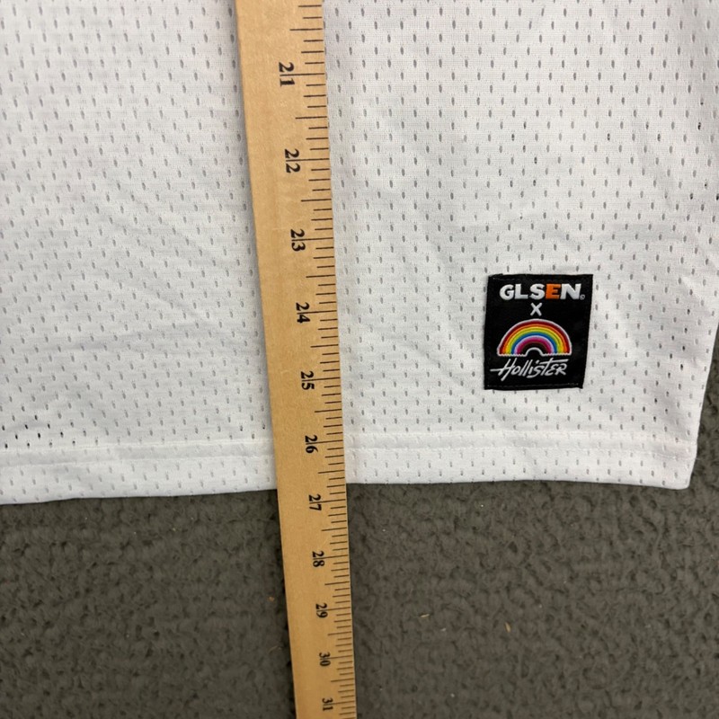 Hollister Jersey Tank Top Adult XS White Colorful Rainbow Pride Sleeveless Beach gallery