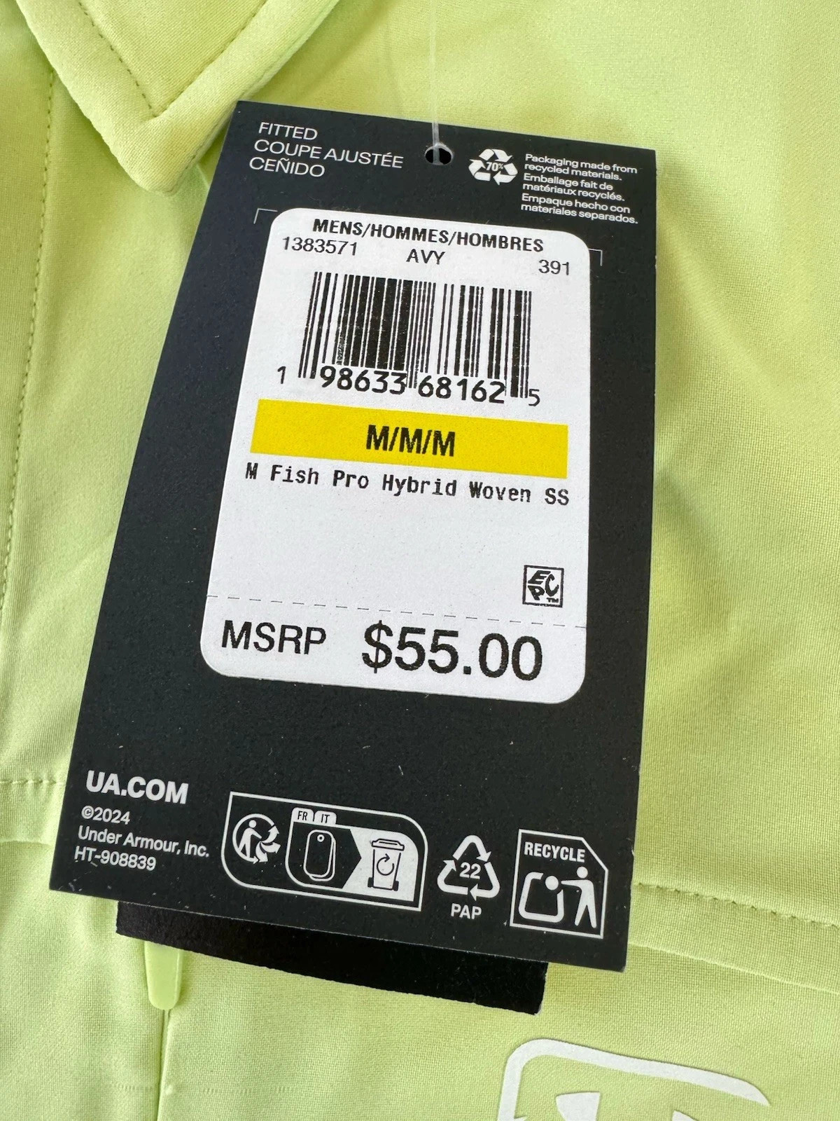 NWT Under Armour Men's Fish Pro Hybrid Woven Short Sleeve Shirt M 1383571-391 gallery