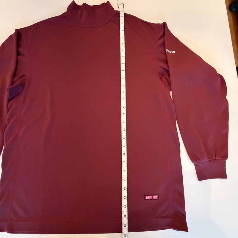 Mizuno Performance Wear Shirt Breathe Thermo Sz M Mock Neck Base Layer Burgundy gallery