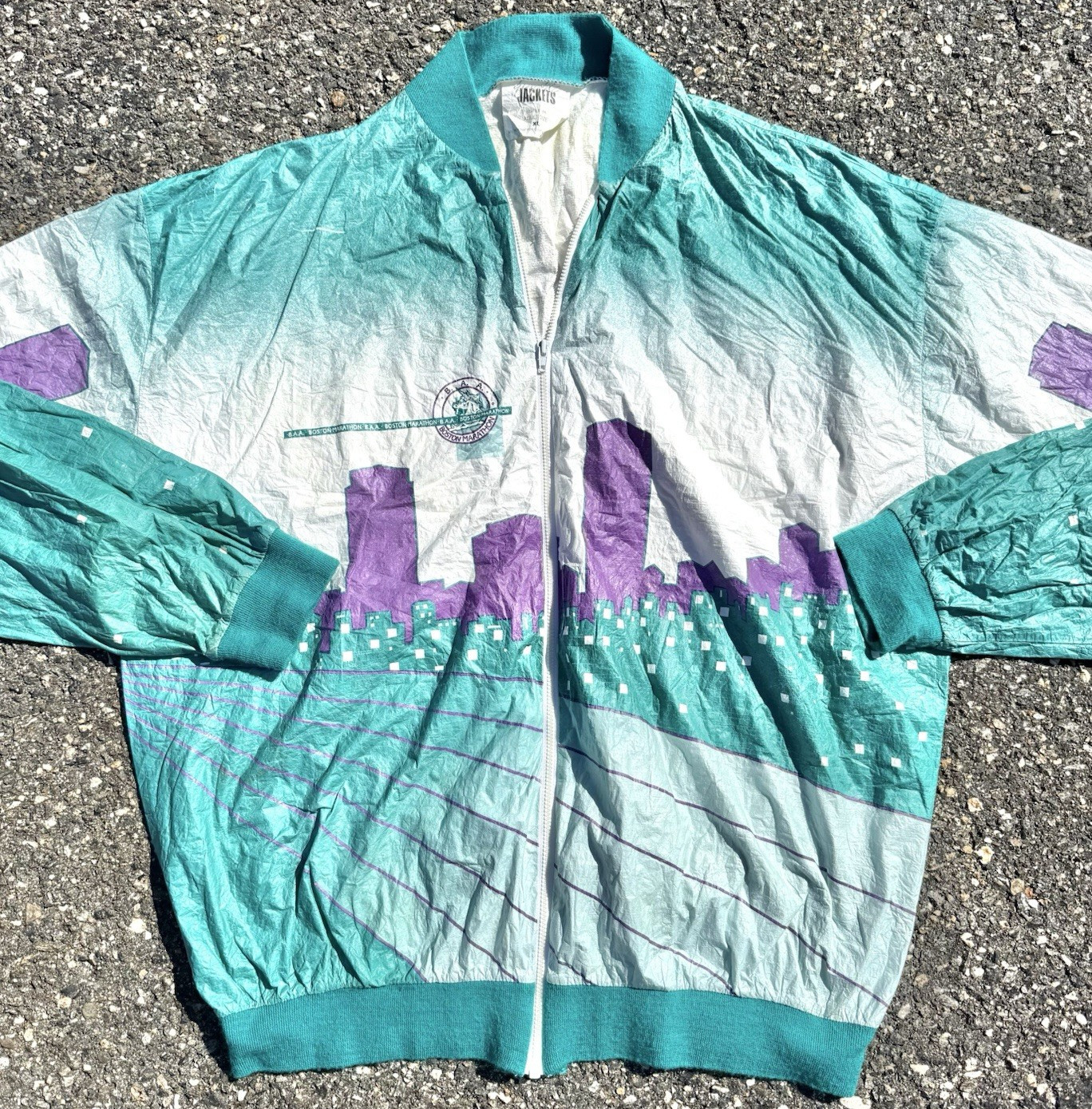 Vintage Boston Marathon BAA Retro All Over Print AOP Race Jacket Size XL gallery