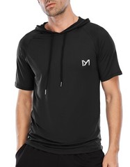 Dry Fit Workout Athletic Muscle Tank Top Running Shirts with Hoods Short Sleeve