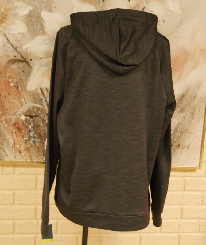 NWT TEK GEAR ACTIVEWEAR PERFORMANCE FLEECE HOODED PULLOVER SZ LARGE DARK GRAY gallery