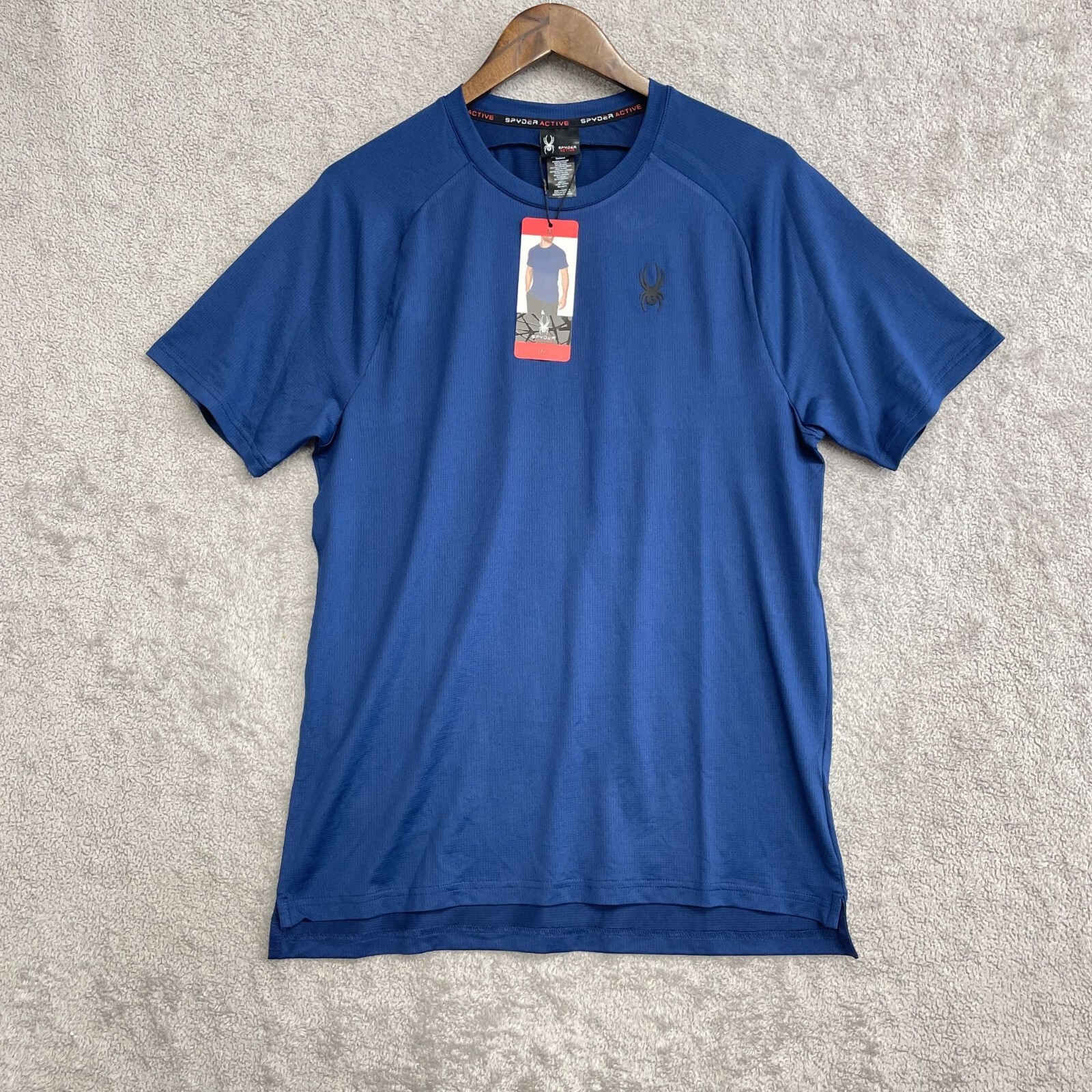 NEW Spyder Active Men's M Blue Short Sleeve Performance T-Shirt Polyester G53 gallery