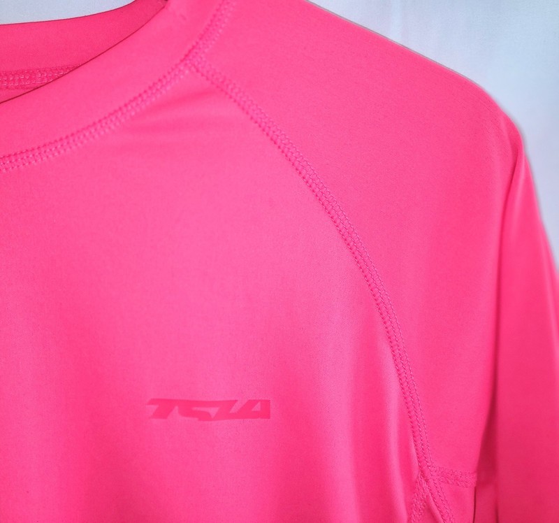 TSLA Mens Size Large Short Sleeve Athletic T Shirt Neon Pink gallery