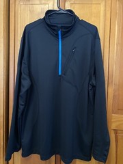 IZOD MENS SIZE XL TG XG LONG SLEEVE ZIP QTR BLACK POCKETS VGUC