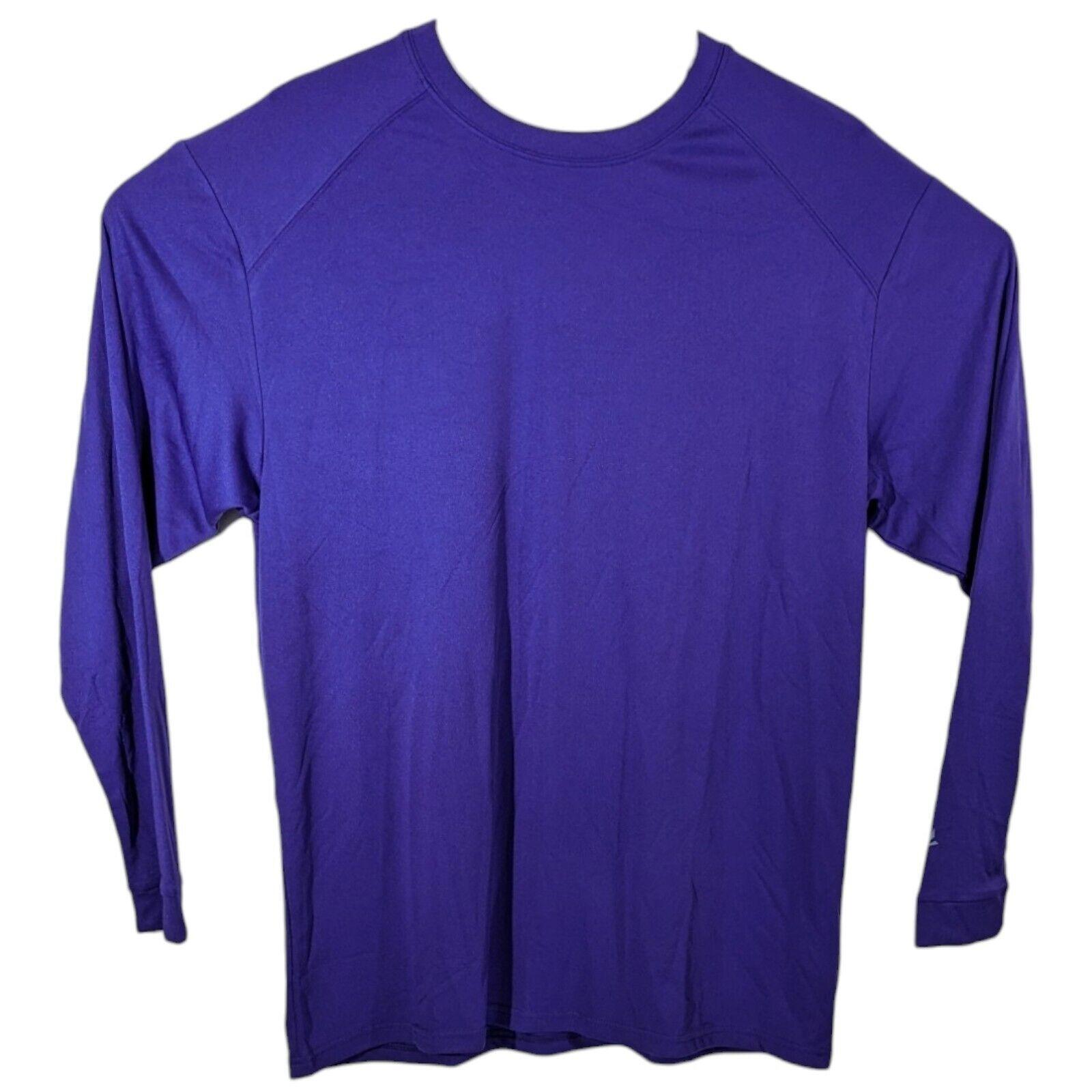2 Mens Purple Long Sleeve Performance Shirts Size XL Plain Blank Workout Tops gallery