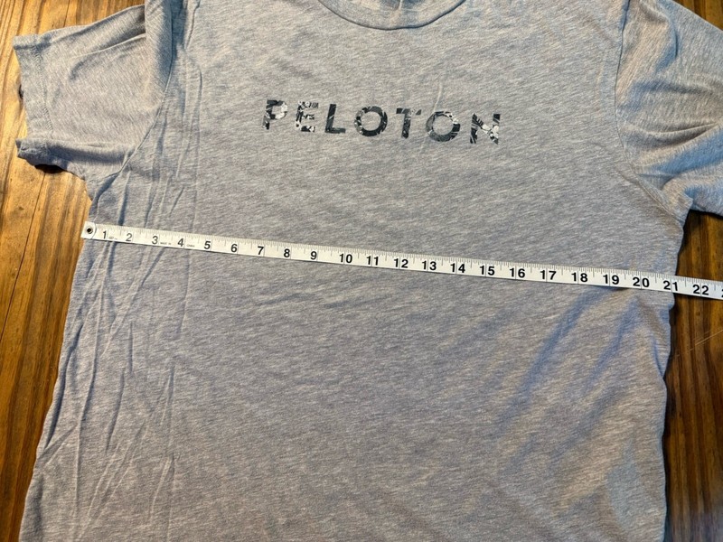 Peloton Shirt Large Grey Tee Active Workout Short Sleeve Floral Logo Cycle Train gallery