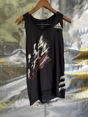 adidas Adizero Men’s M Running Tank Top Black Breathable Mesh Graphic Scoop