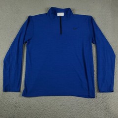 Nike T Shirt Mens Size Medium Blue Swoosh 1/4 Zip Active Pullover Long Sleeve