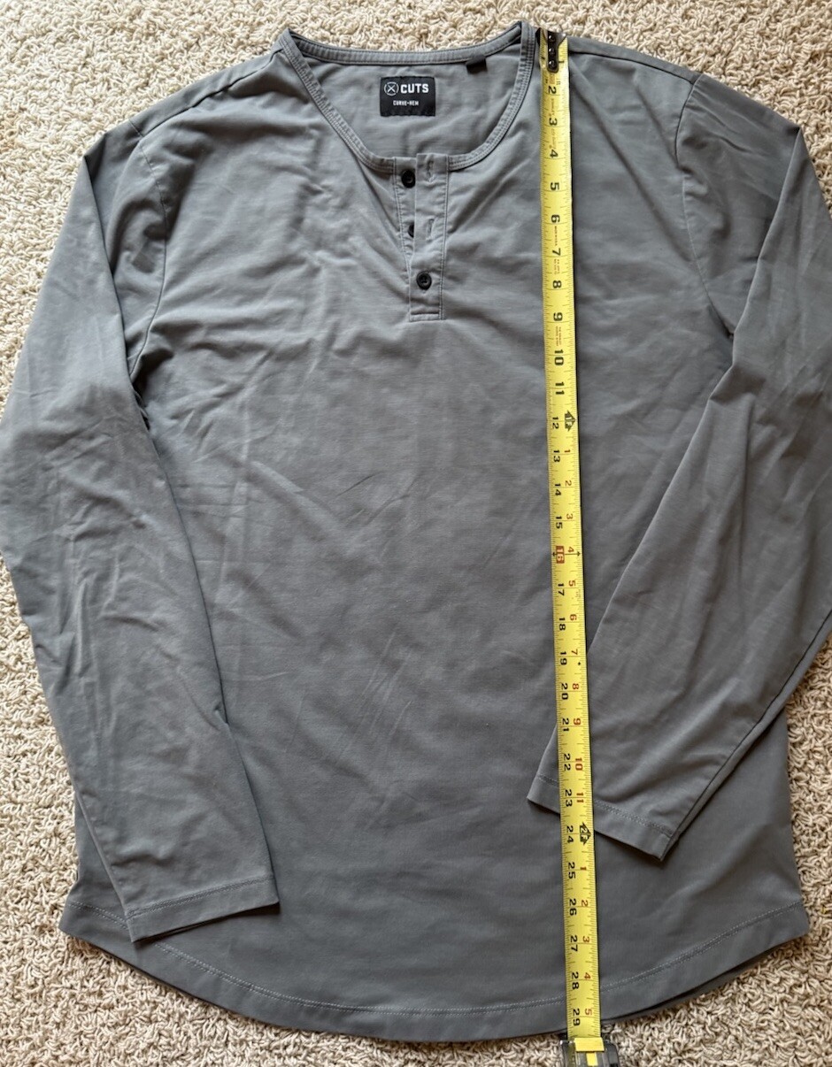 Men’s Cuts Grey Curved Hem Long Sleeve Shirt Size XL gallery