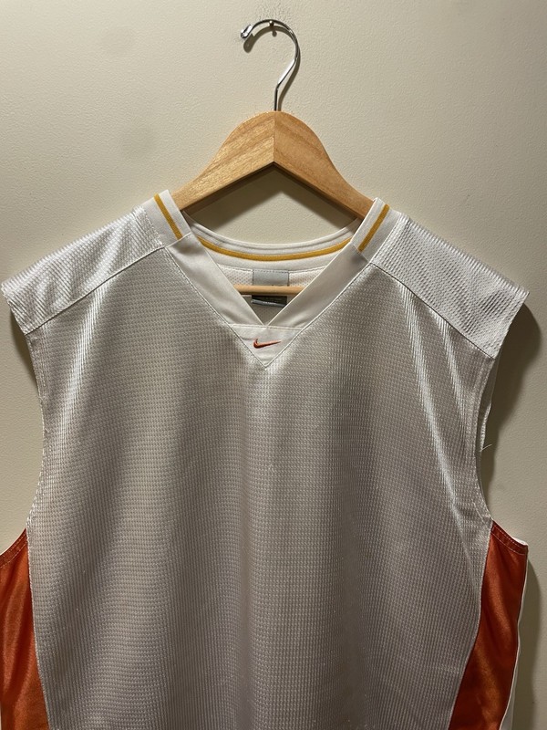 Nike Vintage Y2K Basketball Tank Top Center Swoosh White Orange Sleeveless XL gallery