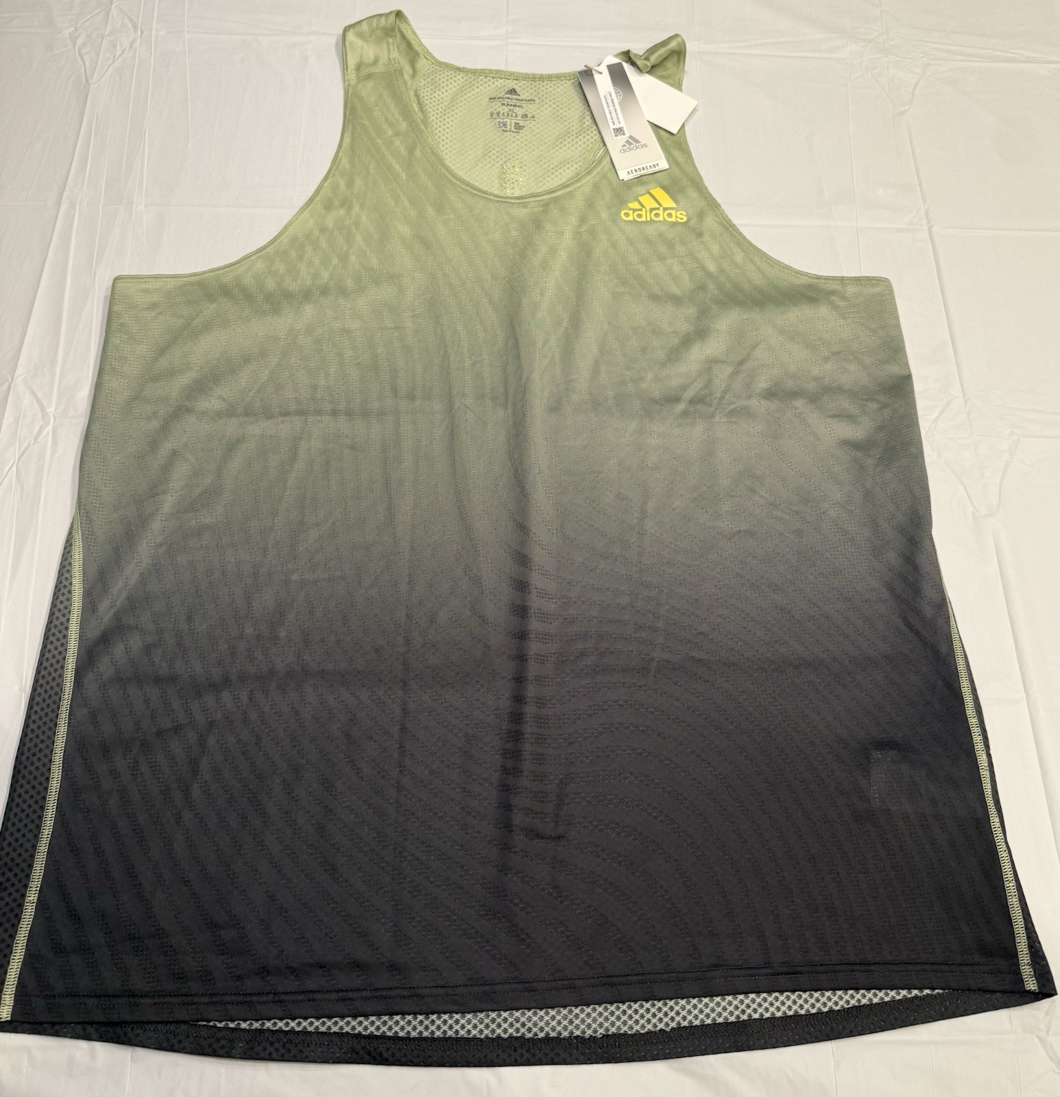 adidas Men's Adizero Singlet Running Tank Top, Green / Black, XL, New With Tag gallery