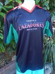 CAZADORES TEQUILA V NECK SHORT SLEEVE JERSEY BLACK RED GREEN SOCCER FUTBOL SZ OS