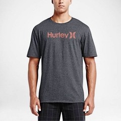 Men’s Hurley Graphic Logo Tee Dark Gray Pink Logo Relaxed Fit XL